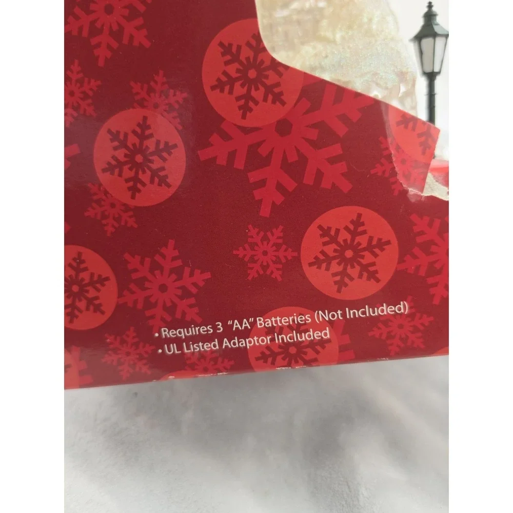 Vtg Nos Christmas Lighted Church Chapel Heavy Clear Glass Snowy Plug In 12.